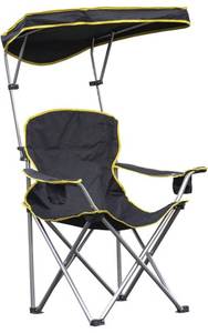 lot 33768 image: Quik Shade Heavy Duty Max Shade Extra Wide Folding Camp Chair with Tilt UV Sun Protection Canopy - Black