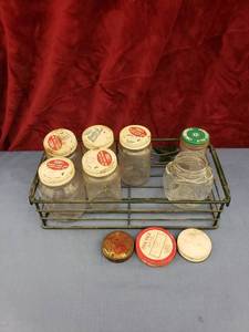 lot 6010 image: metal shelf wold jars & lids