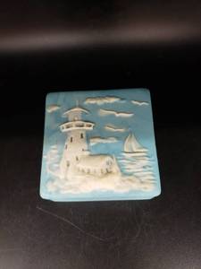 lot 6029 image: alabaster light house trinket box