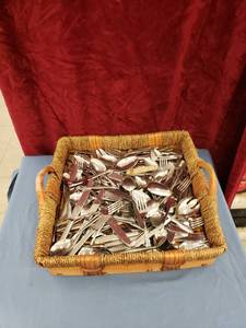 lot 6109 image: huge lot of silverware in big basket