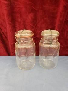 lot 6166 image: pair Atlas glass top jars