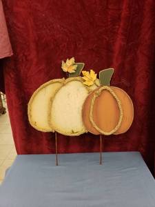 lot 6197 image: woodmetal pumpkin yard decor