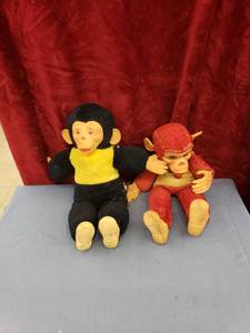 lot 6225 image: pair really old stuffed monkeys