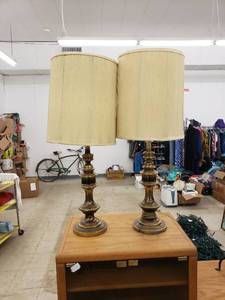 lot 6242 image: pair brass lamps