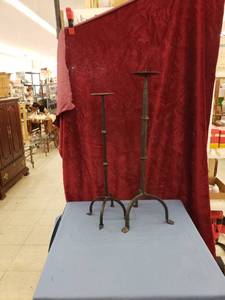 lot 6245 image: pair heavy rod iron Candleholders