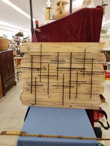 lot 6265 image: huge woodmetal raised cross wall plaquepicture