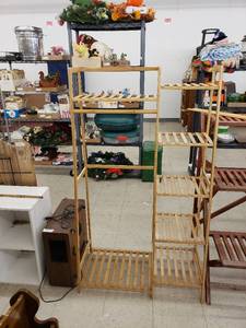 lot 6269 image: wood plant rack tiered whanging bar