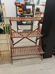 lot 6270 image: 3- tier stair step display shelf wood