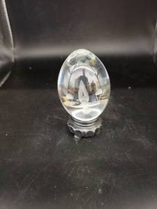 lot 6293 image: etched glass egg wstand