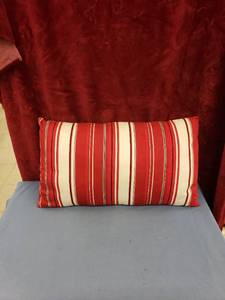 lot 6331 image: red stripped cloth pillow