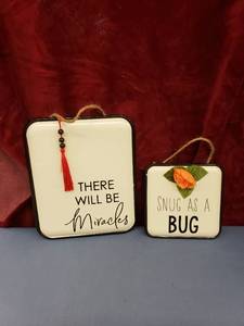 lot 6397 image: pair enamelgraniteware signs