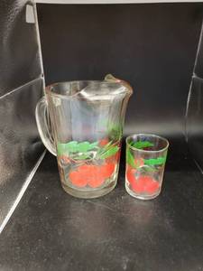 lot 6442 image: retro pitcherjuice glass wcherries