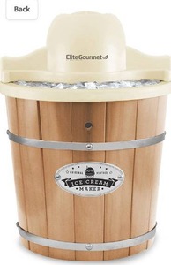 lot 3599 image: Elite Gourmet EIM-924L, 4 Qt. Electric Motorized Ice Cream Maker Ice & Rock Salt, 4Qt. Freezing Canister, Creamy Ice Cream, Gelato, Frozen Yogurt, or Sorbet, Recipe Booklet