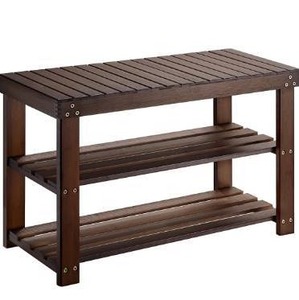 lot 3602 image: Bamboo Shoe Rack Bench, 3-Tier Sturdy Shoe Organizer, Storage Shoe Shelf, Holds up to 300lbs for Entryway Bedroom Living Room Balcony by Pipishell (Dark Brown)