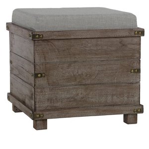 lot 3615 image: Cortesi Home Scusset Storage Chest Tray Ottoman in Fabric and Wood Grey