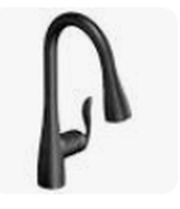 lot 3593 image: Moen 7594Ewbl Matte Black One-Handle Pulldown Kitchen Faucet