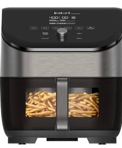 lot 3671 image: Instant Vortex Plus 6-Quart Air Fryer Oven, From the Makers of Instant Pot with Odor Erase Technology, ClearCook Cooking Window, App with over 100 Recipes, Single Basket, Stainless Steel