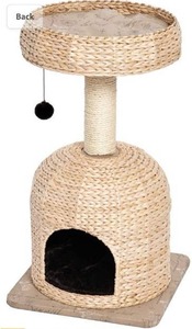 lot 3672 image: MidWest Homes for Pets Cat Tree Scout Cat Furniture Cat Activity Tree wSisal Wrapped Support Scratching Posts & Dangle Play Balls, Woven Rattan & Script Small Cat Tree