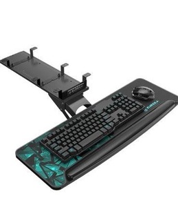 lot 3688 image: EUREKA ERGONOMIC Height Adjustable Mouse & Keyboard Tray Under Desk, 28 x 10 Inches Large Black Slide Out Swivel Tilt Computer Keyboard Drawer with Mouse Pad for Gaming Home Office Desk, Dual Mount
