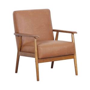 lot 3704 image: Home Fare Wood Frame Faux Leather Accent Chair in Cognac Brown