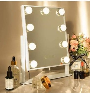 lot 3741 image: Hansong Vanity Mirror with Lights Light up Vanity Makeup Mirror with 9 LED Bulbs Tabletop Plug in Makeup Mirror with Lights 360 Rotation with 10x Magnifying Mirror