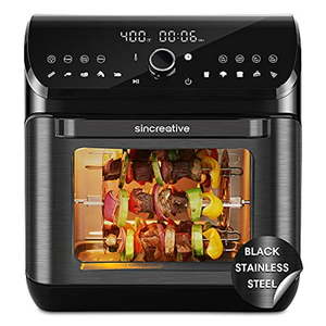 lot 3748 image: Air Fryer Toaster Oven 10.6 Quart Black Stainless Steel 10 in 1 Countertop Oven Airfryer Combo LED Touch Screen Convection Roaster with Rotisserie Dehydrator 7 Accessories Recipe ETL Certified