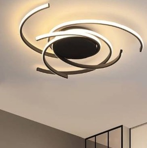 lot 3749 image: LED Bedroom Light Modern Chic Design Flush Mount Ceiling Lamp Dimmable Acrylic Panel Unique Minimalist Livingroom Pendant Light with Remote Control Dining Room Kitchen Island Office Hanging Lamp Black