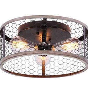 lot 3751 image: Ohniyou Rustic Ceiling Light Fixture Indoor,3-Light Retro Flush Mount Ceiling Light Lamp,Farmhouse Ceiling Light Fixture for Kitchen Bedroom Living Room Bathroom Hallway Entryway(Flush Mount)