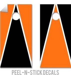 lot 3756 image: College Colors Cornhole Decals - Cornhole Crew - ACA Regulation Size Cornhole Board Decals Orange And Navy White