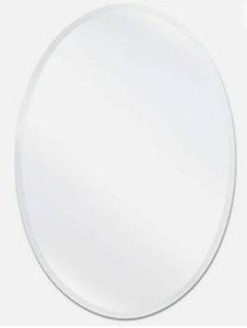 lot 3757 image: USHOWER 20 x 28 Inch Frameless Oval Mirror, Modern Bathroom Wall Mirror