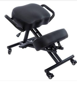 lot 3761 image: GEOSUNNY Kneeling Chair 18x 8- Ergonomic PU Leather Office Seat with Adjustable Knee Pad, Foot & Arm Rests - Soft Cushion, Thick Latex Memory Foam Layer, 4 Metal Wheels with Brakes - 330lbs Capacity