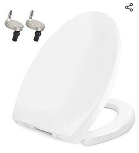 lot 8040 image: Toilet Seat Elongated Soft Close with Quick Release Hinges MUYE Never Loosen White Toilet Seat