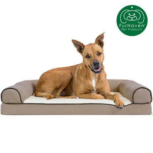 lot 3783 image: FurHaven Pet Products Orthopedic Couch Pet Bed for Dogs & Cats Cream Large