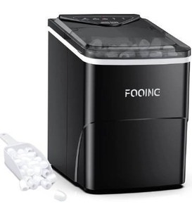 lot 3817 image: Ice Makers Countertop, 9 Cubes Ready in 6 Mins, 26lbs24Hrs Ice Cube Maker, Self-Cleaning Portable Ice Machine with Ice Scoop and Basket, 2 Sizes of Bullet Ice for Home Kitchen Office Bar Party(Black)