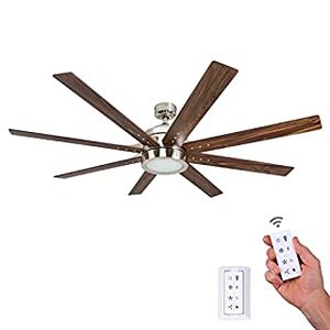 lot 3820 image: Honeywell Xerxes 62 Brushed Nickel LED Remote Control Ceiling Fan 8 Blade Integrated Light