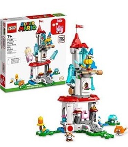 lot 3839 image: LEGO Super Mario Cat Peach Suit and Frozen Tower Expansion Set 71407 Building Toy Set for Kids, Boys, and Girls Ages 7 Collectible Gift (494 Pieces)