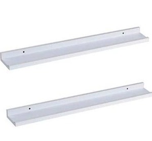 lot 3846 image: O&K Furniture Set of 2 Picture Wall Ledge for Photo Frames, Floating Wall Shelf, (White, 18.9 Inches)