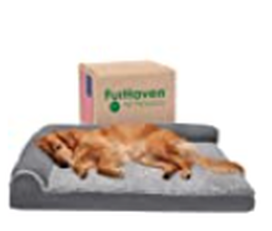 lot 3822 image: FurHaven Pet Dog Bed  Deluxe Cooling Gel Memory Foam Orthopedic Plush & Velvet L-Shaped Lounge Pet Bed for Dogs & Cats Deep Sapphire Grey