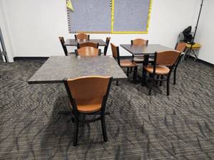 lot 40070 image: Lot of 3 Dining Hall Tables with 10 Chairs