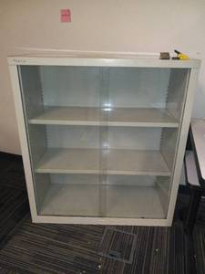 lot 49109 image: Heavy Duty Steel Cabinet With Glass Doors