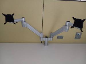 lot 40120 image: Vari Dual-Monitor Arm With Silver Finish