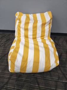 lot 40221 image: Majestic Yellow Stripped Bean Bag Chair