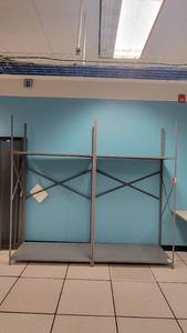 lot 49204 image: 2-Tier Gray Metal Shelves - 2 Altogether