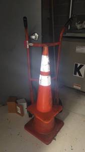 lot 49217 image: Orange Wesco Dolly and 2 Orange Traffic Cones