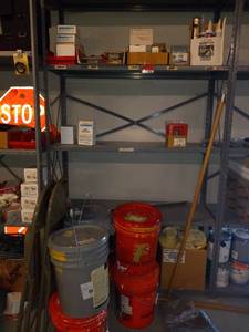 lot 49341 image: Contents of Shelf - Smoke and Heat Detectors, Fire Stop Sealant, and More