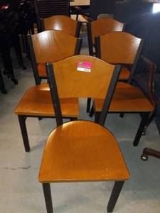 lot 49346 image: Lot of 5 Grand Rapids Charis Steel and Wood Dining Chairs&nbsp