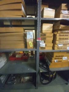 lot 49365 image: Contents of Shelf - Steelcase Parts, Restaurant Serving trays, and More