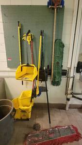 lot 40545 image: 4ft Wall-Mount Organizing Peg Board W Cleaning Supplies