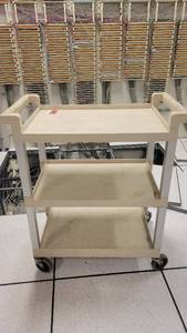 lot 49387 image: Rubbermaid 3-Tier Rolling Cart