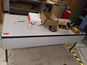 lot 40171 image: Gray Laminate Table W Collapsible Side